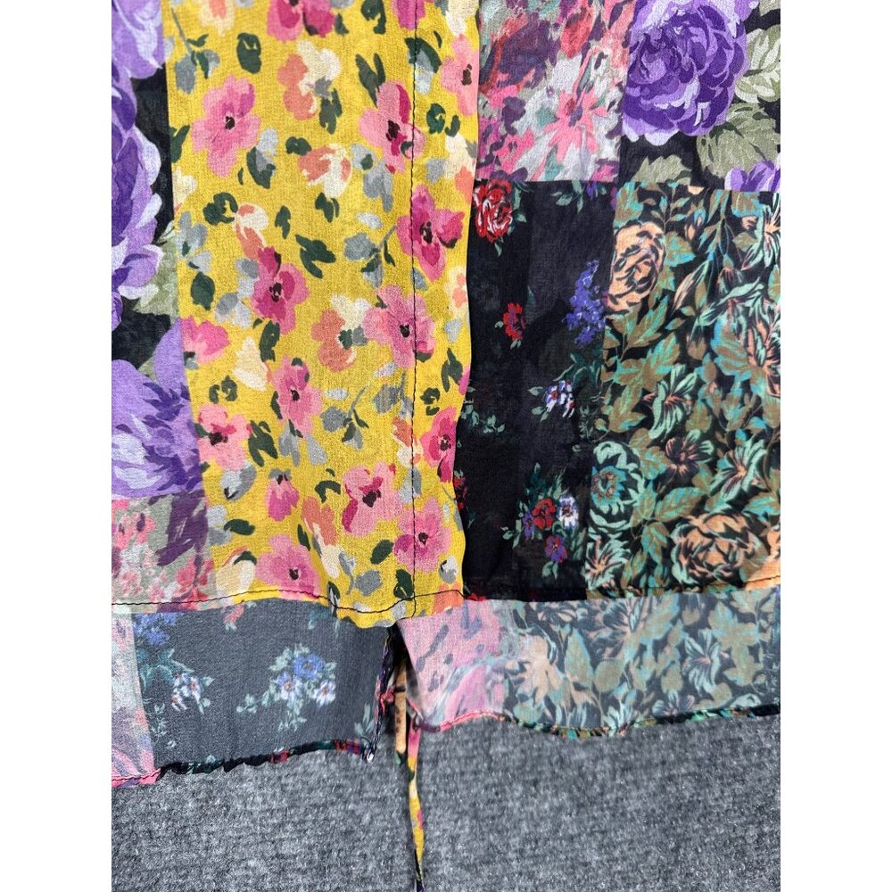 Zara Floral Print The Amelie Shirt‎ Small Patchwork Sheer Flowy Cottage Boho - Picture 9 of 11